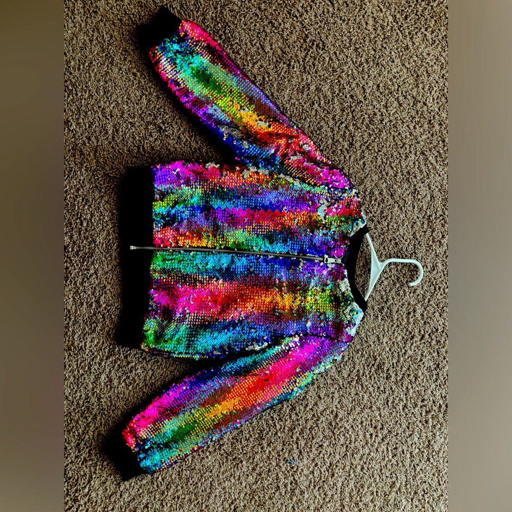 JoJo siwa flip sequin bomber jacket rainbow